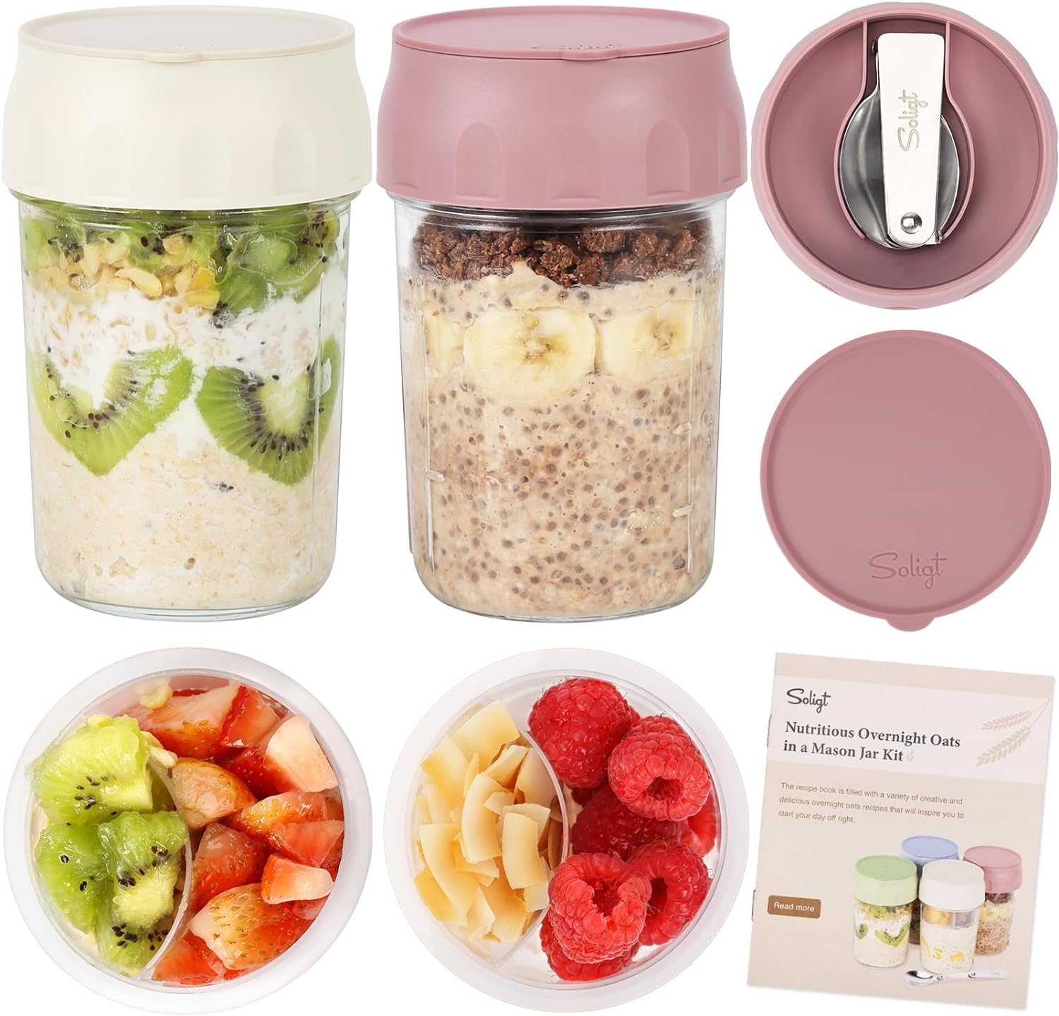 Meal Prep Yogurt Parfait - 16oz Glasbehälter für Overnight Oats mit