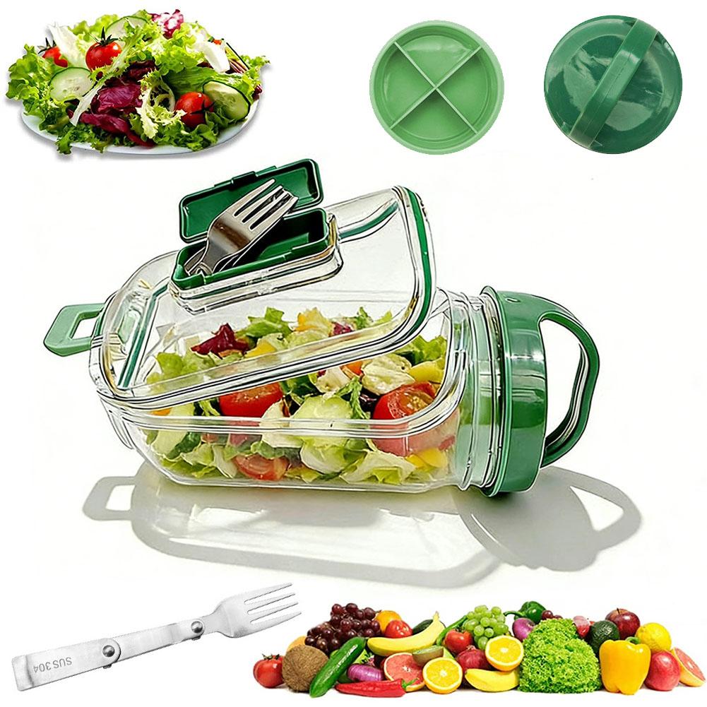 Meal Prep Containers - Tragbarer Salatbehälter mit Gabel und Dressingfach