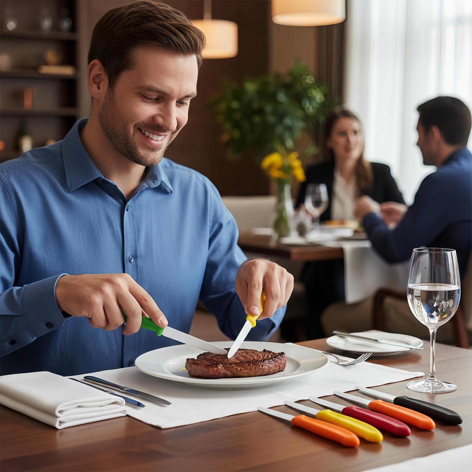 Meal Prep Usa - Gezahnter Steakschneider, 5-teilig, Edelstahl, gezahnt, präzises