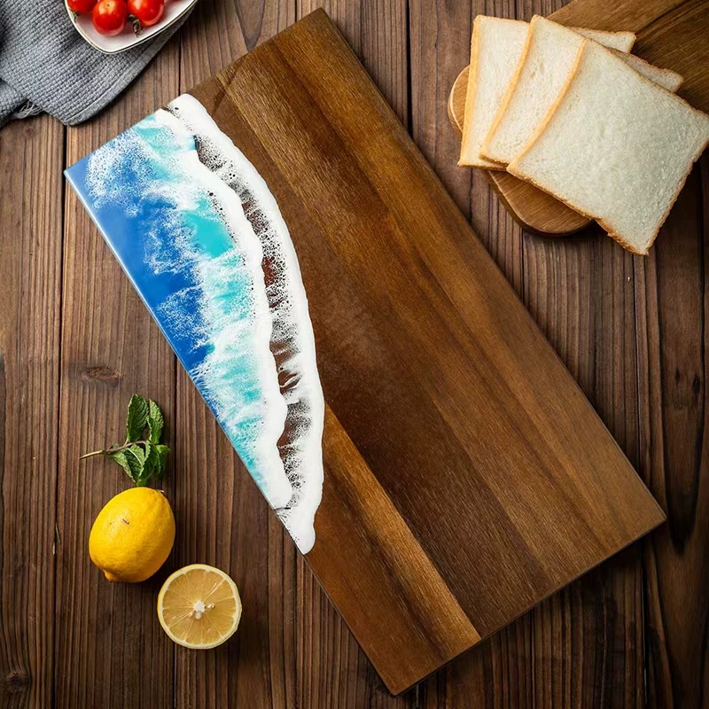 Meal Prep For Cutting - Schneidebrett aus Akazienholz mit Epoxidharz, handgefertigt