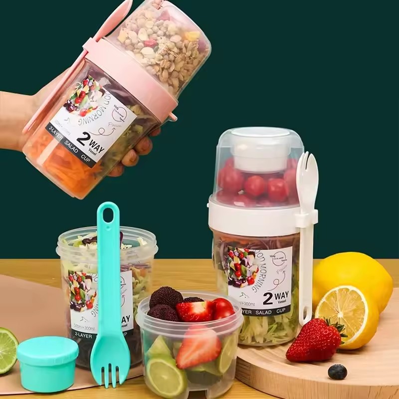 Meal Prep Gym - Salat-Haferflockenbecher, 500 ml + 300 ml,
