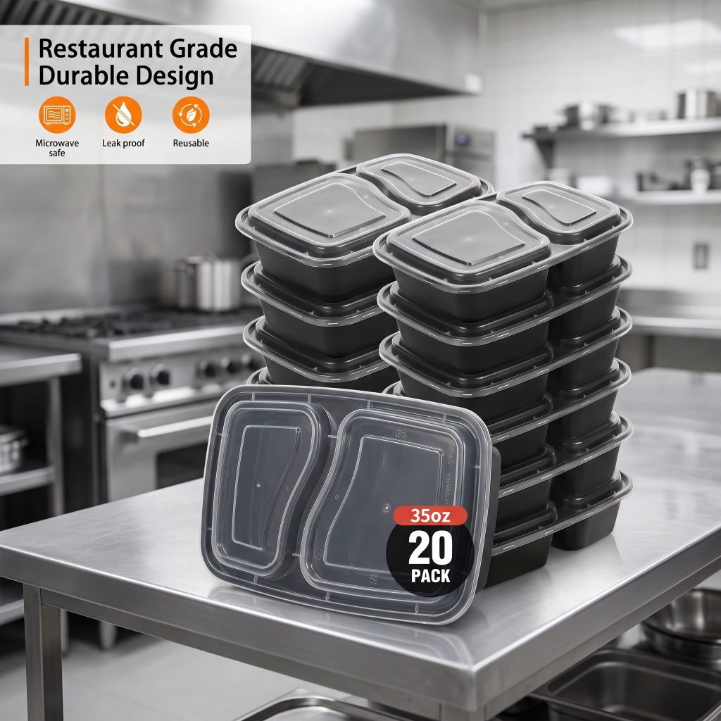 Meal Prep For A Day - 35oz 20er-Pack 2-Fach Auslaufsichere Meal-Prep-Behälter Stapelbare