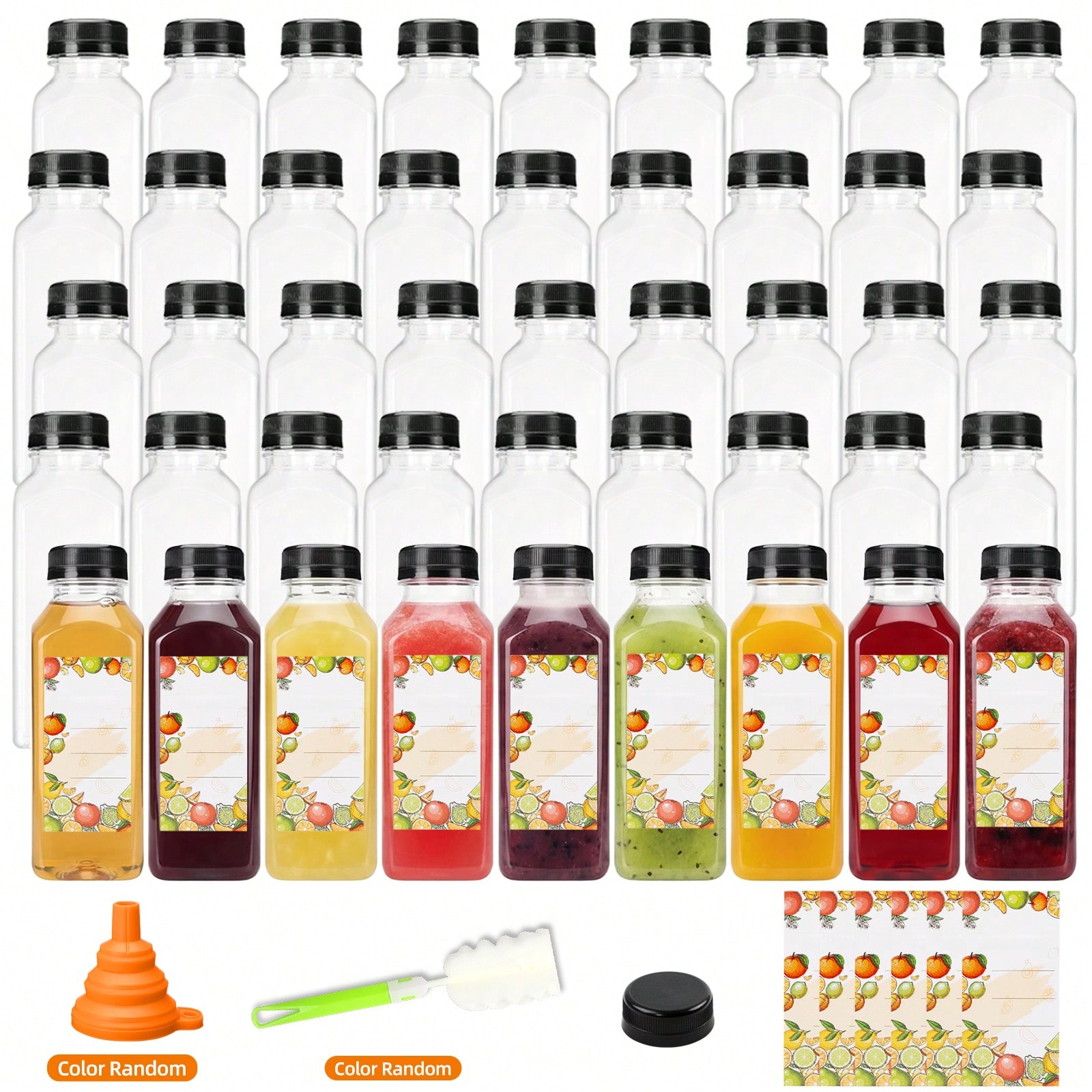 Meal Prep Juice - Plastik-Saftflaschen, modern, elegant, transparent, 12 oz,