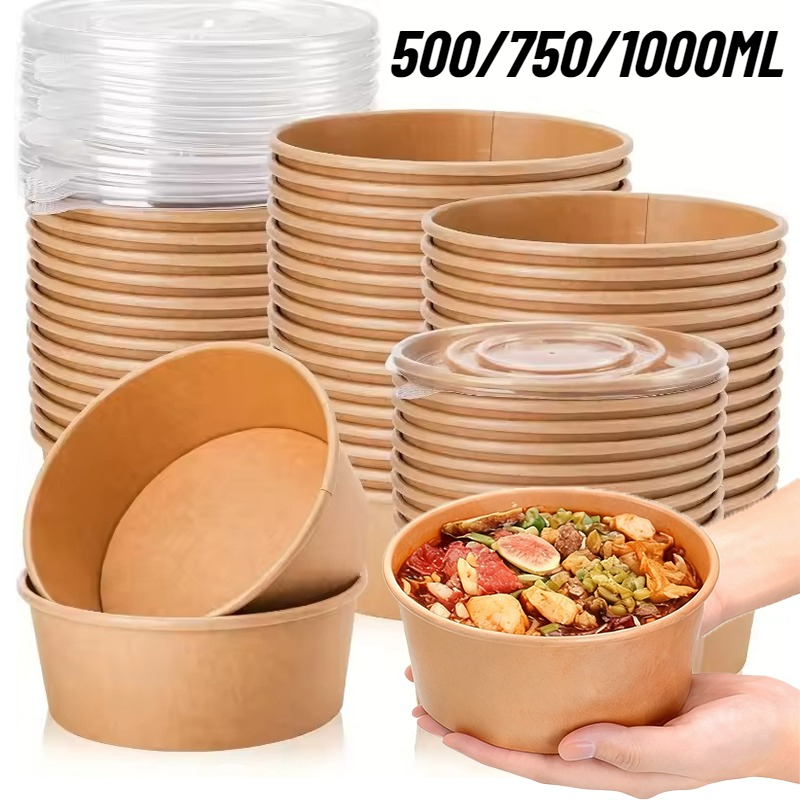 Meal Prep Noodles - 10/20PCS Kraft Papier Runde Schalen Einweg