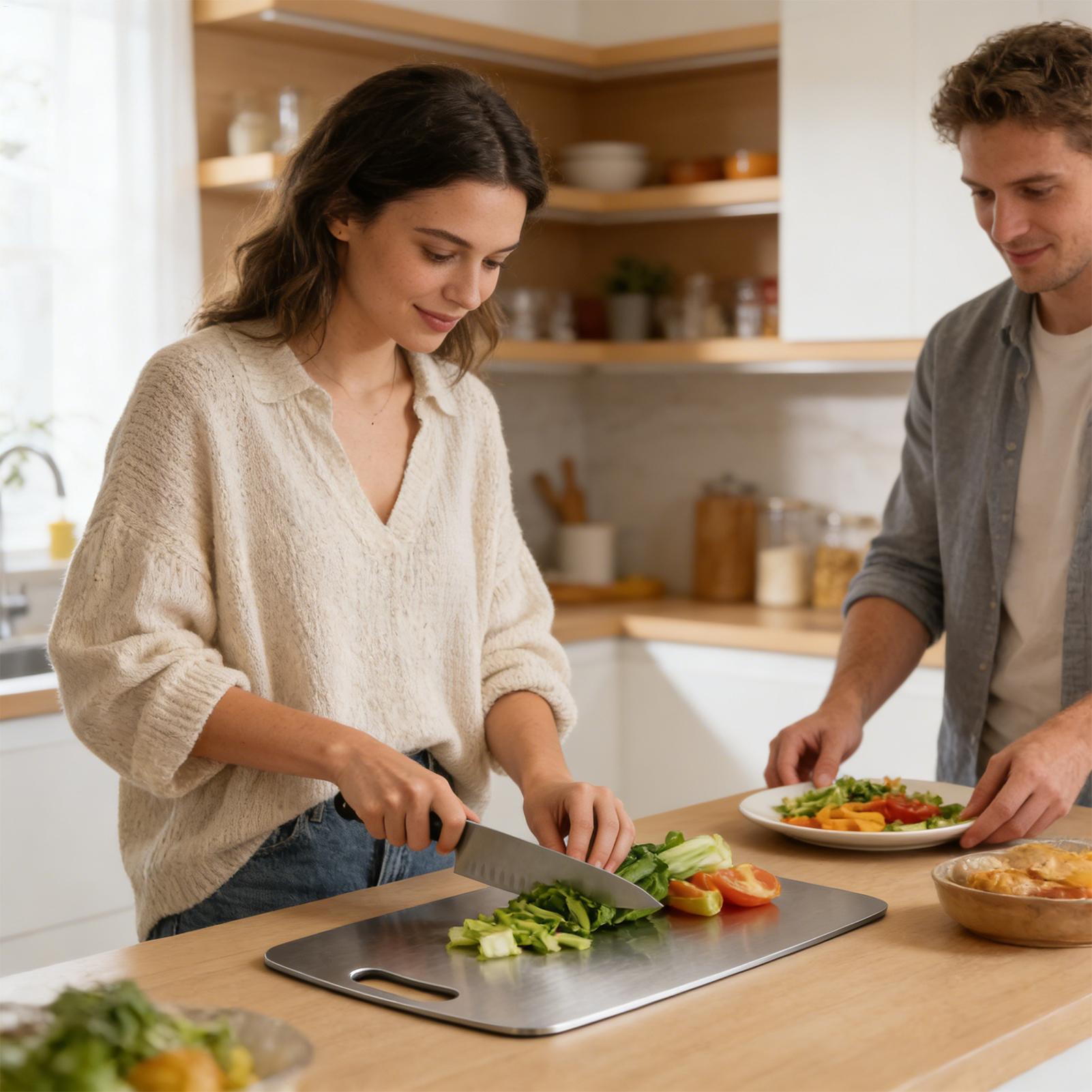 Meal Prep For Cutting - Edelstahl-Schneidebrett, doppelseitig, Küchenhelfer, doppelseitiges Schneidebrett für