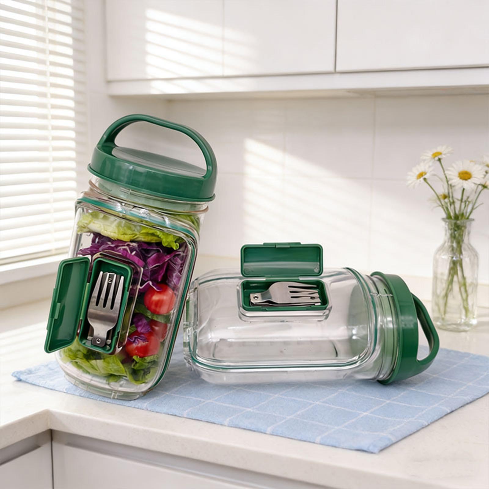 Meal Prep Gym - 1000ml Auslaufsicherer Salatbehälter mit Seitenöffnung und