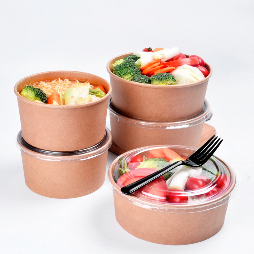 Meal Prep Usa - 20 Stück Kraftpapier-Schüsseln mit Deckel, Lebensmittelechte