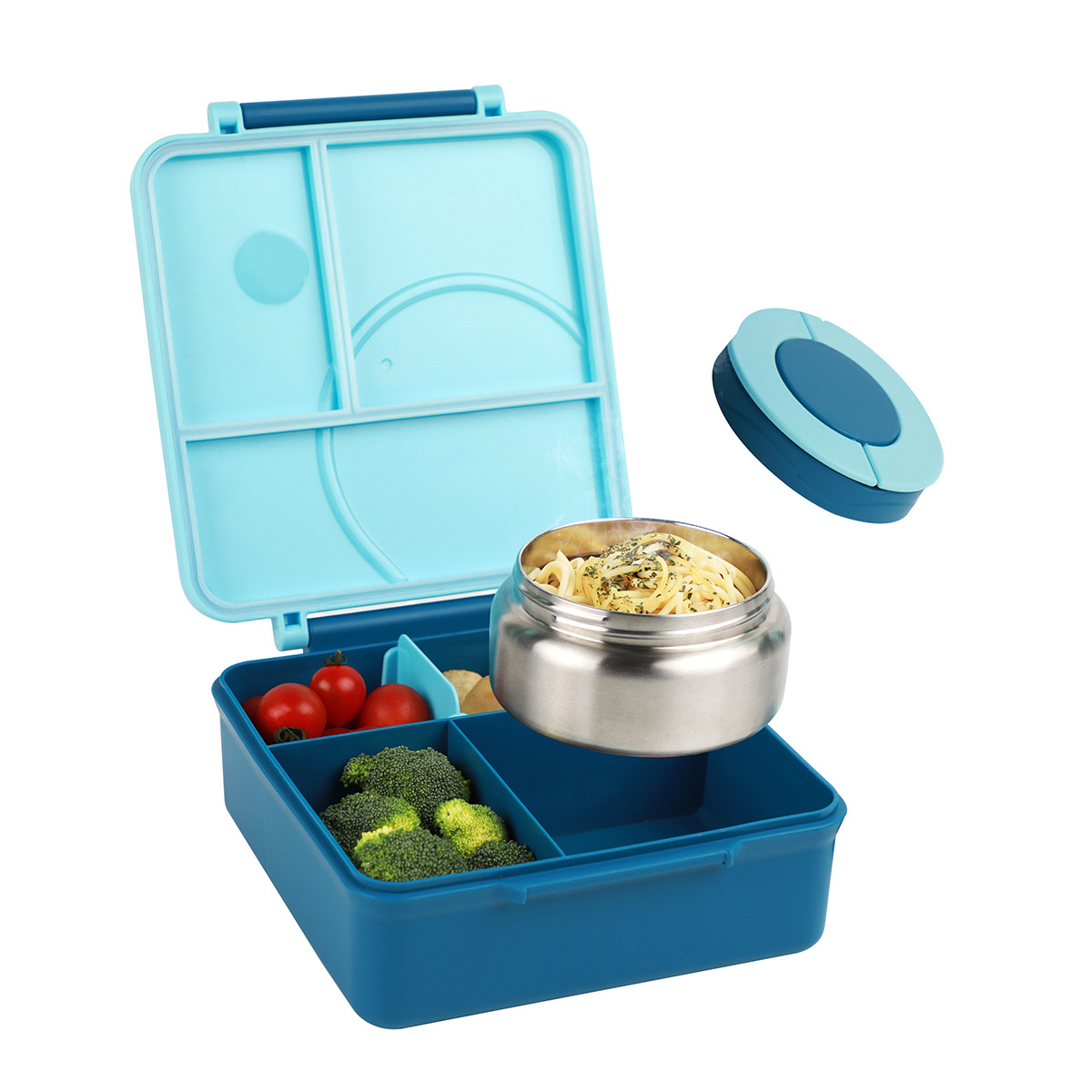 Meal Prep Soup - Lunchbox mit vier Gittern und isolierter