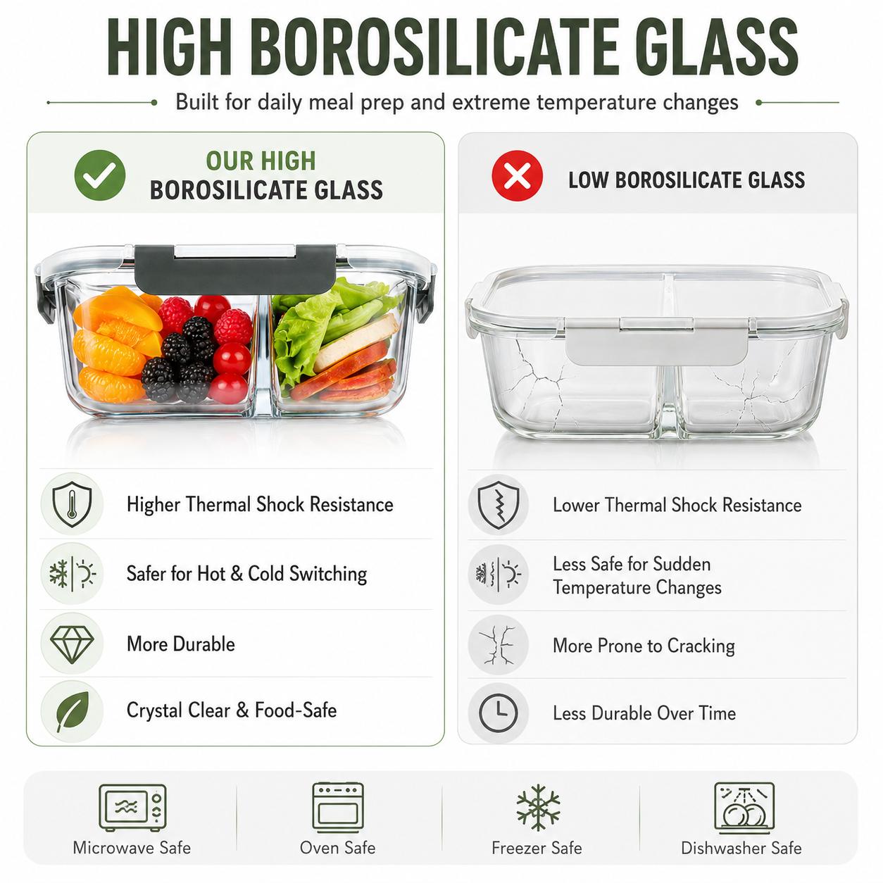 5-teiliges Borosilikatglas Mea – Meal Prep Gym Bewertung und Preis