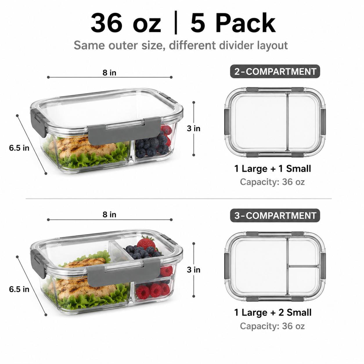 5-teiliges Borosilikatglas Mea – Meal Prep Gym Bewertung und Preis