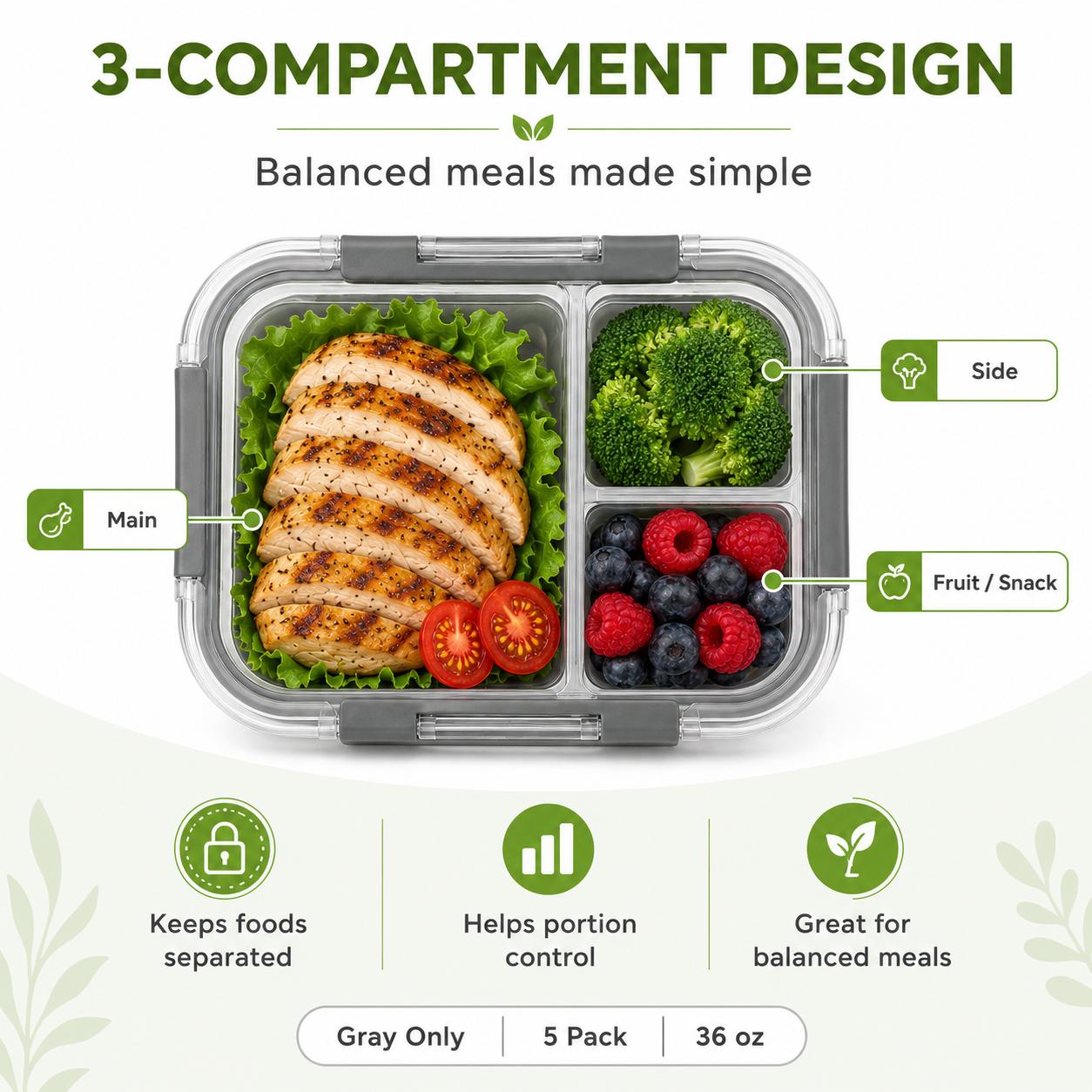 5-teiliges Borosilikatglas Mea – Meal Prep Gym Bewertung und Preis